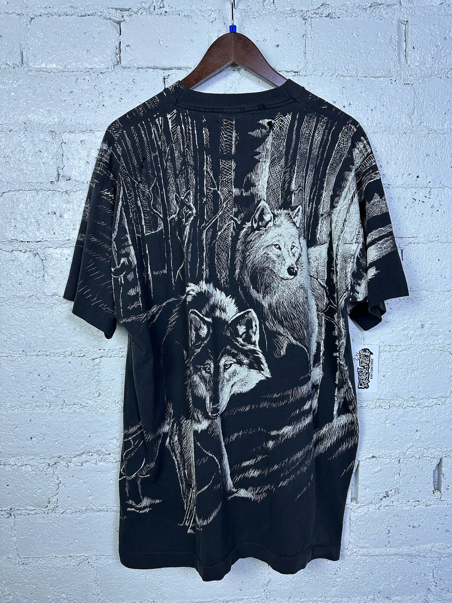 (2XL) Vintage Wolf AOP T-shirt (AS IS)