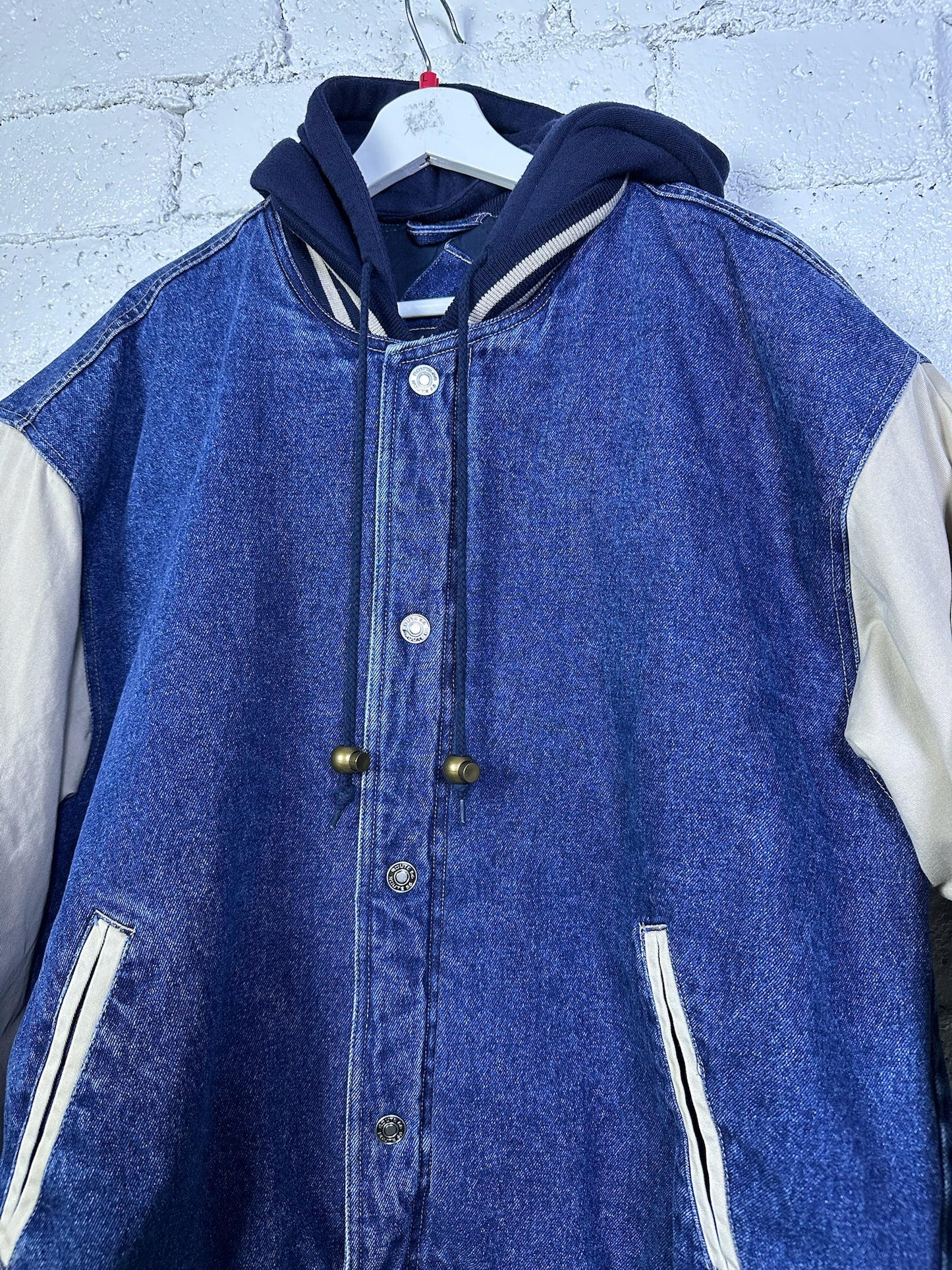 (L) Denim Varsity Jacket