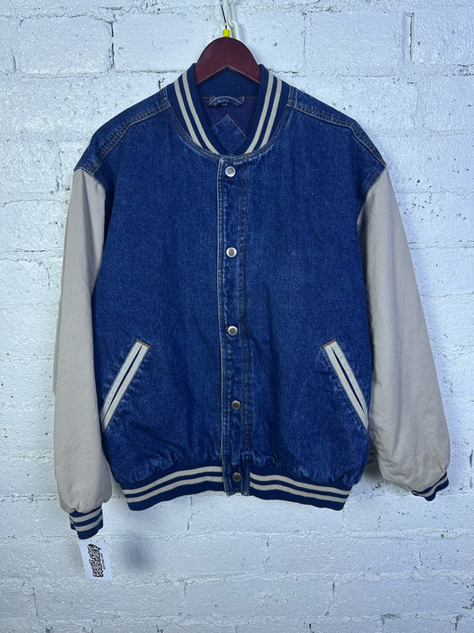 ( M) Denim Varsity Jacket