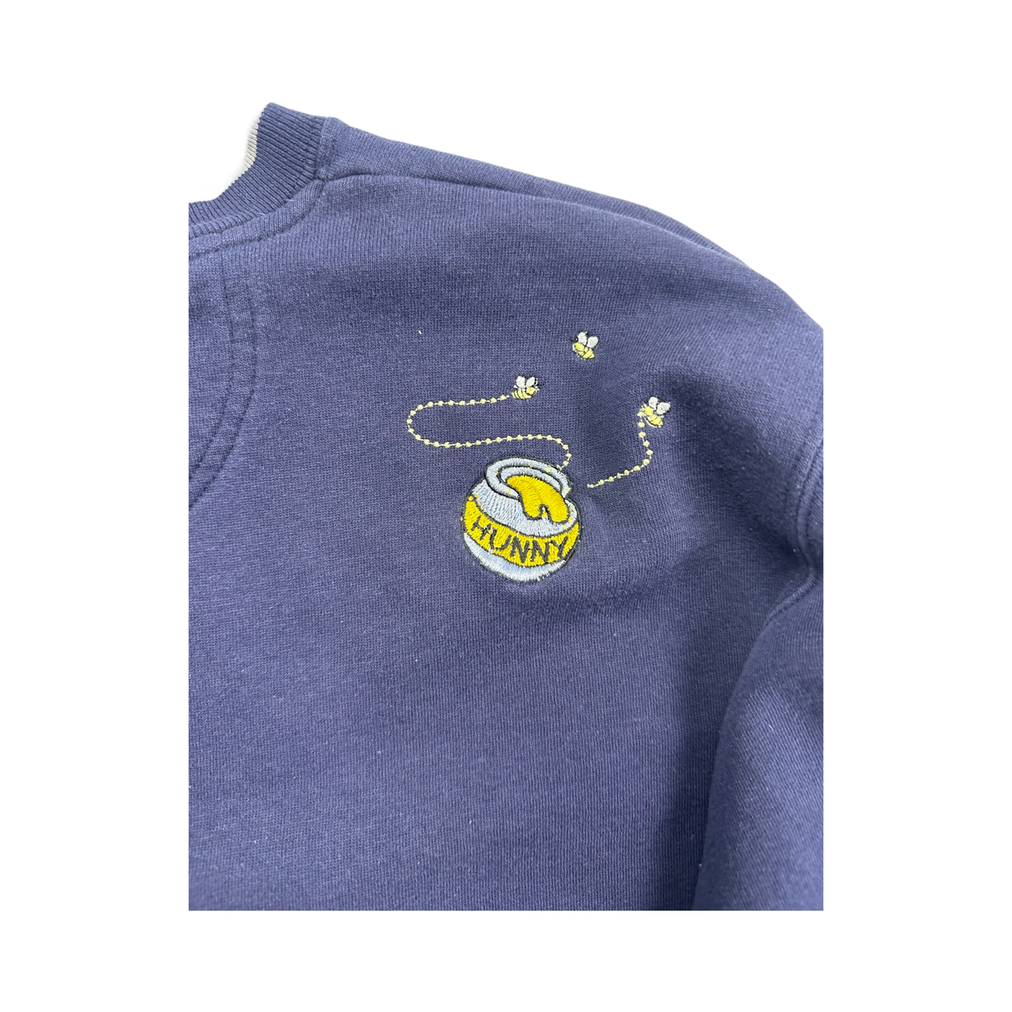 (L) Winnie the Pooh, navy blue crewneck sweatshirt