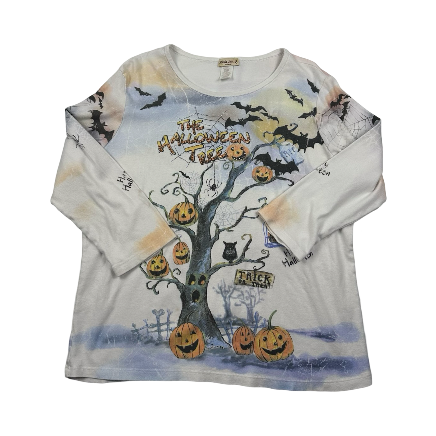 (2XL) women’s Halloween tree long sleeve T-shirt