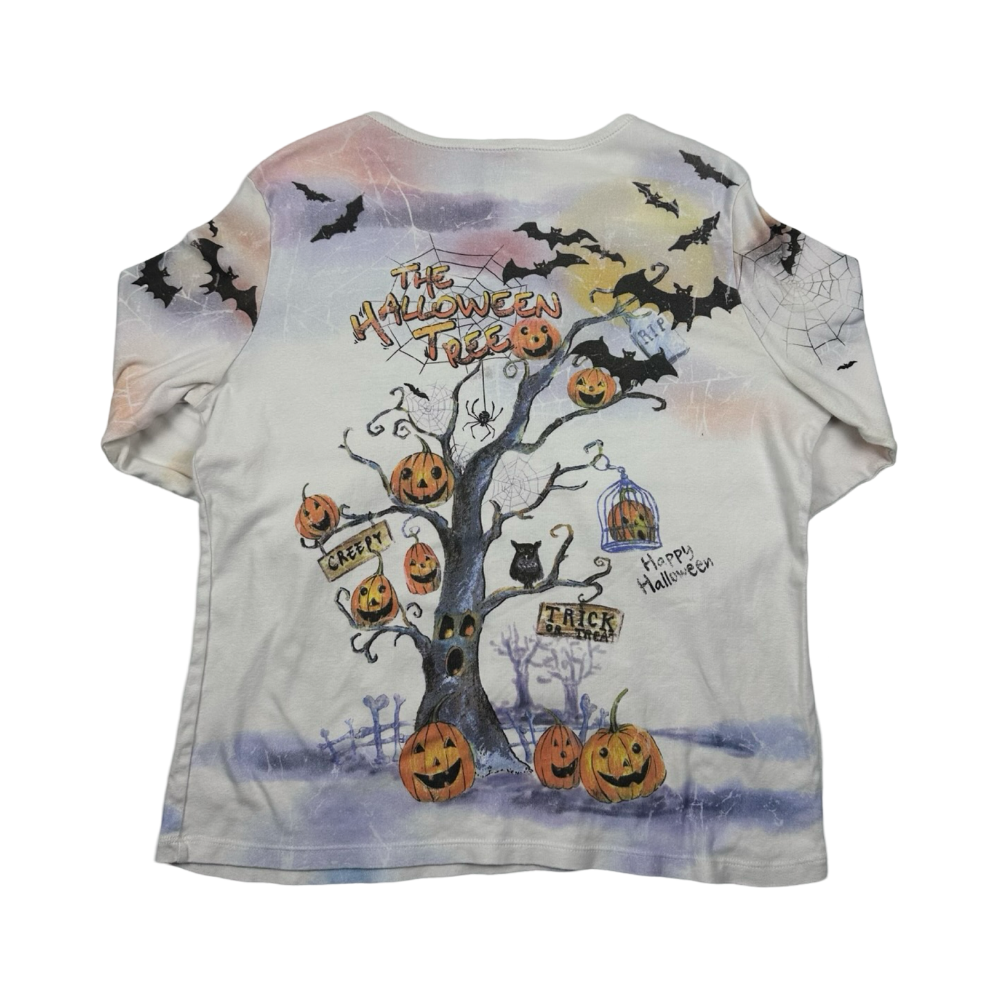 (2XL) women’s Halloween tree long sleeve T-shirt