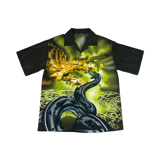 (L) Y2k Eagle & snake button up tee