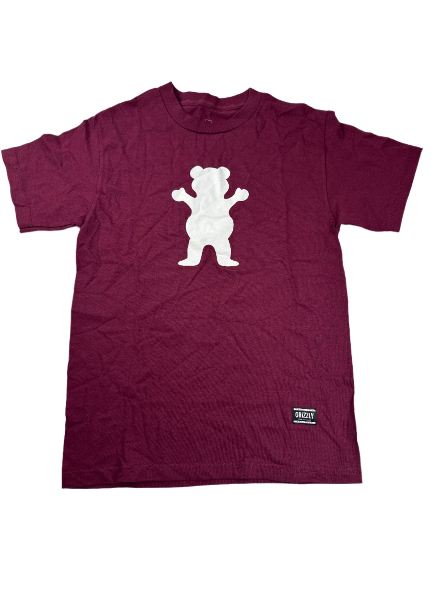 ( S ) ( M ) ( 2XL ) Grizzly Burgundy Tee