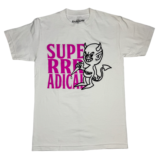 Superrradical pink and white devil long T-shirt S