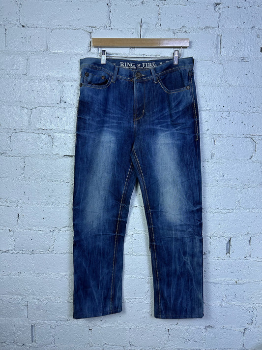 (32x28) Ring Of Fire Denim Jeans